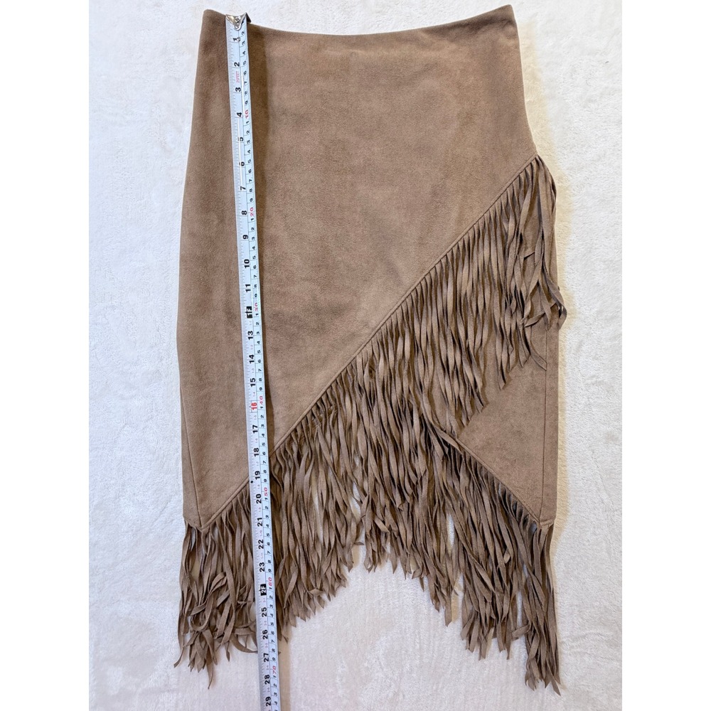 Express Taupe Fringe Midi Skirt - Picture 4 of 11